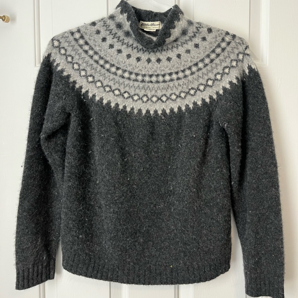 Eddie Bauer Black and Gray Wool Sweater